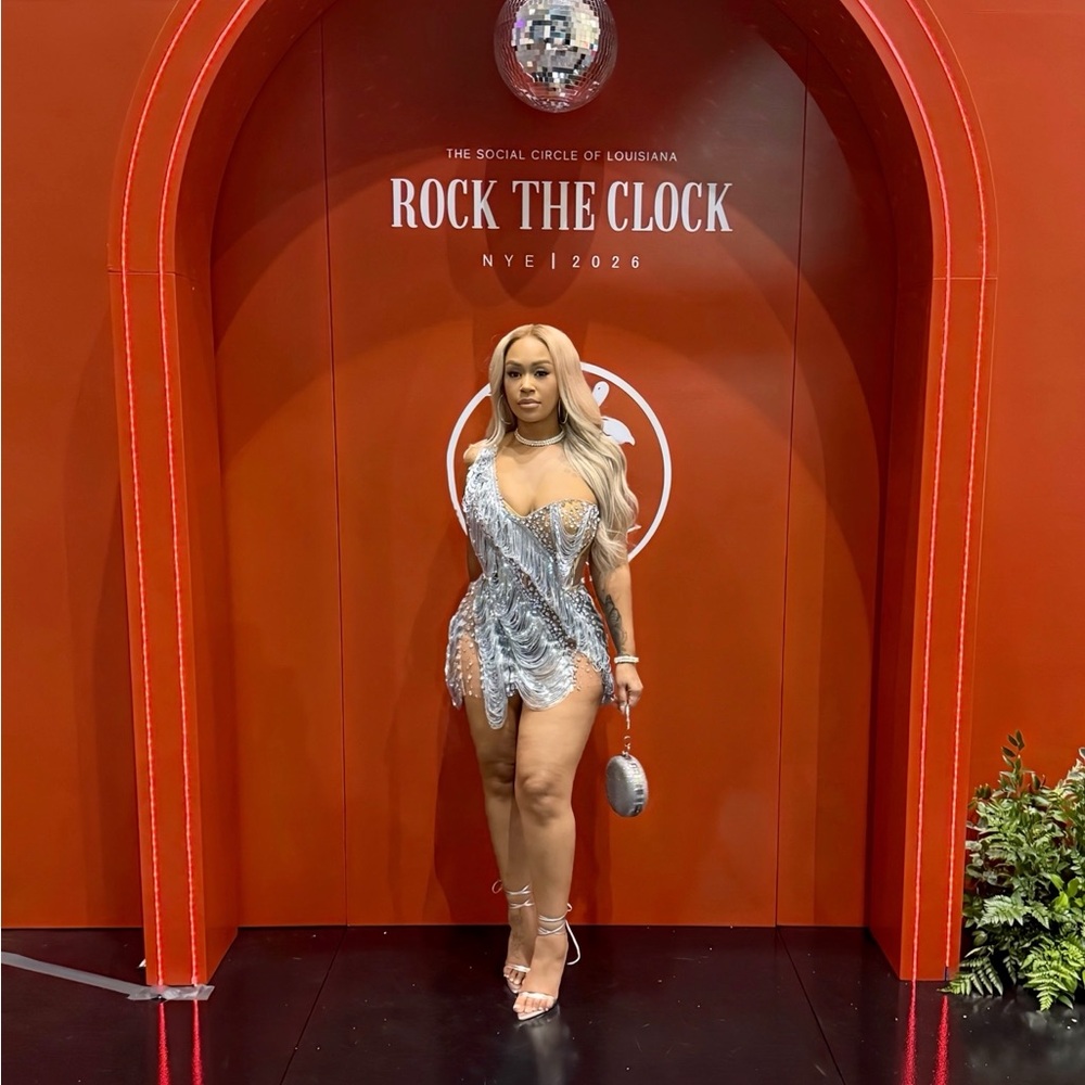 Silver Crystal Fringe Mini Dress